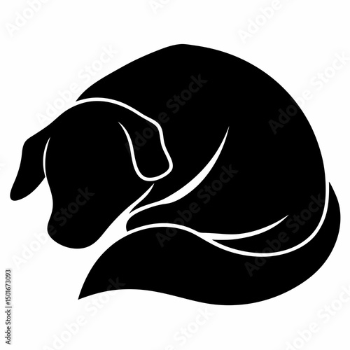 Sleeping dog silhouette curled up canine