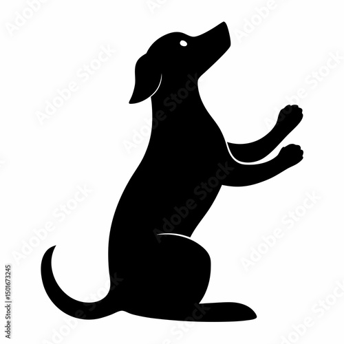 Black silhouette of a dog begging