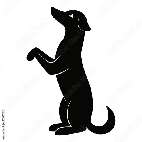 Black silhouette of a dog begging