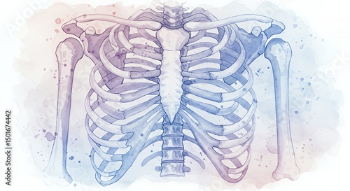 Wallpaper Mural Watercolor Rib Cage Anatomy Illustration Torontodigital.ca