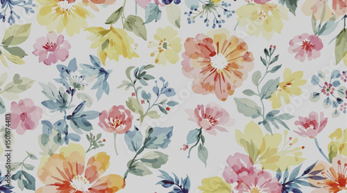 Wallpaper Mural seamless pattern with flowers Torontodigital.ca