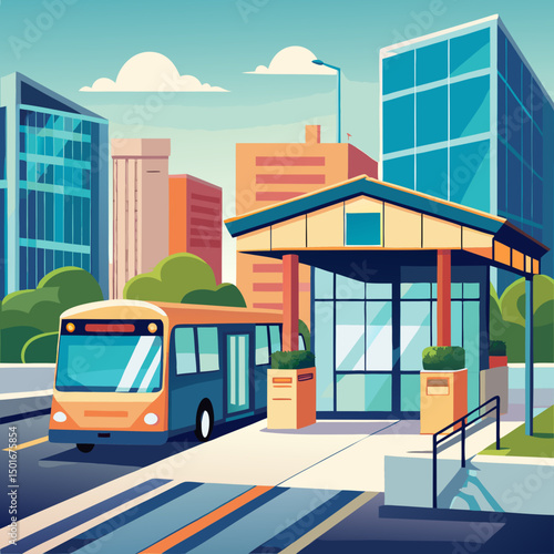 bus stop in the city