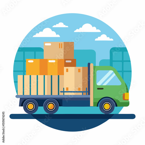 cargo truck with cargo containers