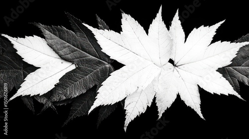 Black And White Autumn Leaves Background Monochrome Fall Foliage High Resolution