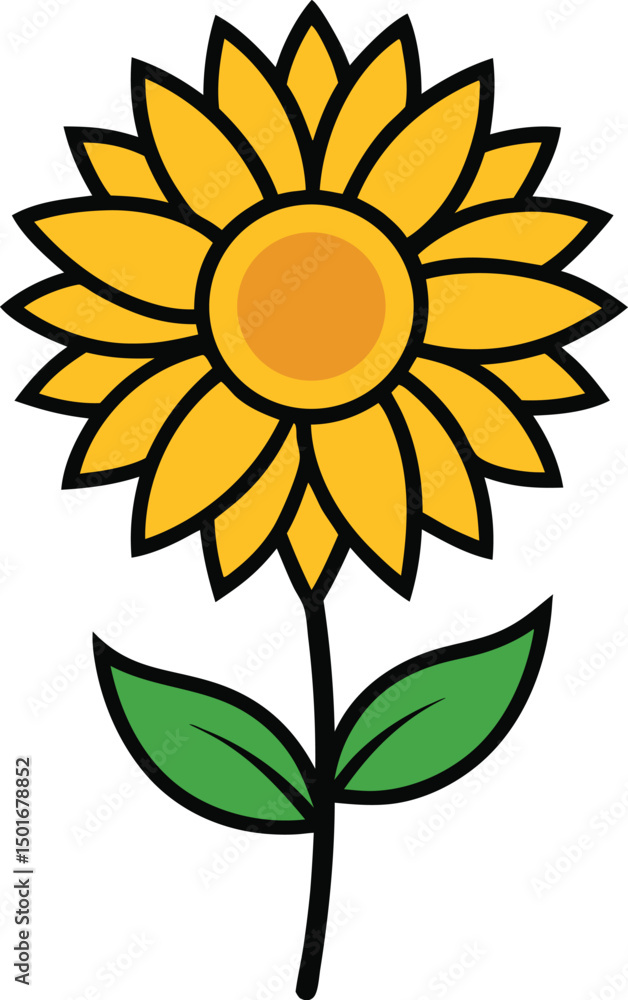 Fototapeta premium sunflower flower vector illustration on transparent background.