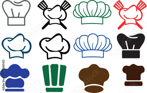 set of vector icons of chef hats