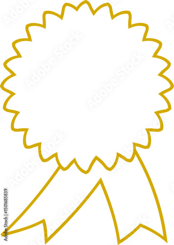 Gold outline ribbon award badge