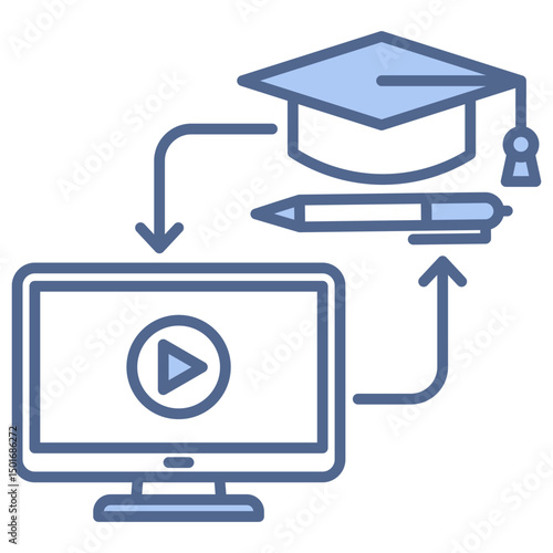 Blended Learning Blue Icon