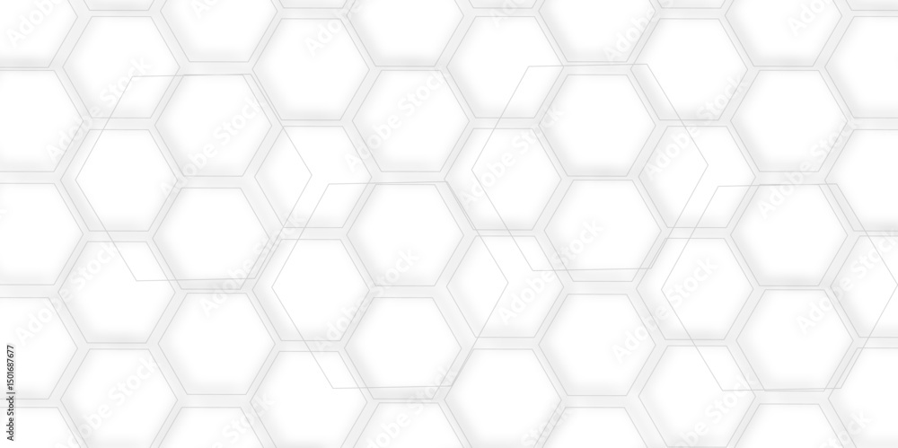 Naklejka premium Elegant 3D grey Light Geometric Technology Structure with Polygonal Honeycomb Details, Abstract Visuals, and Luxury Pattern Design Elements for a Contemporary High-Tech Background