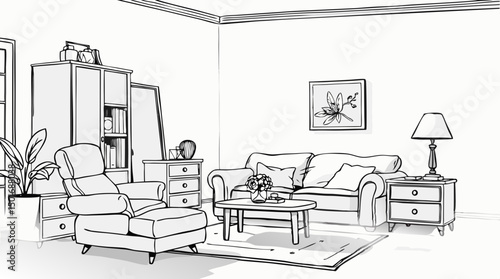 Stylized Living Room Sofas – Cozy Couch & Interior Illustrations