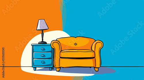 Stylized Living Room Sofas – Cozy Couch & Interior Illustrations