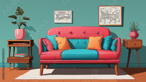 Stylized Living Room Sofas – Cozy Couch & Interior Illustrations