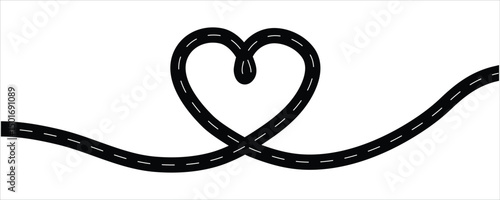 Graphical representation of road track shaped like a heart