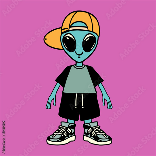Urban Cartoon Alien, Alien Fashion Cartoon 