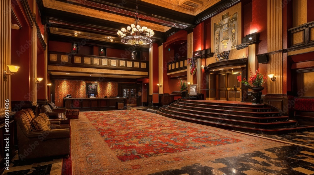 Obraz premium 66. Theater lobby with warm ambient lighting and vintage design