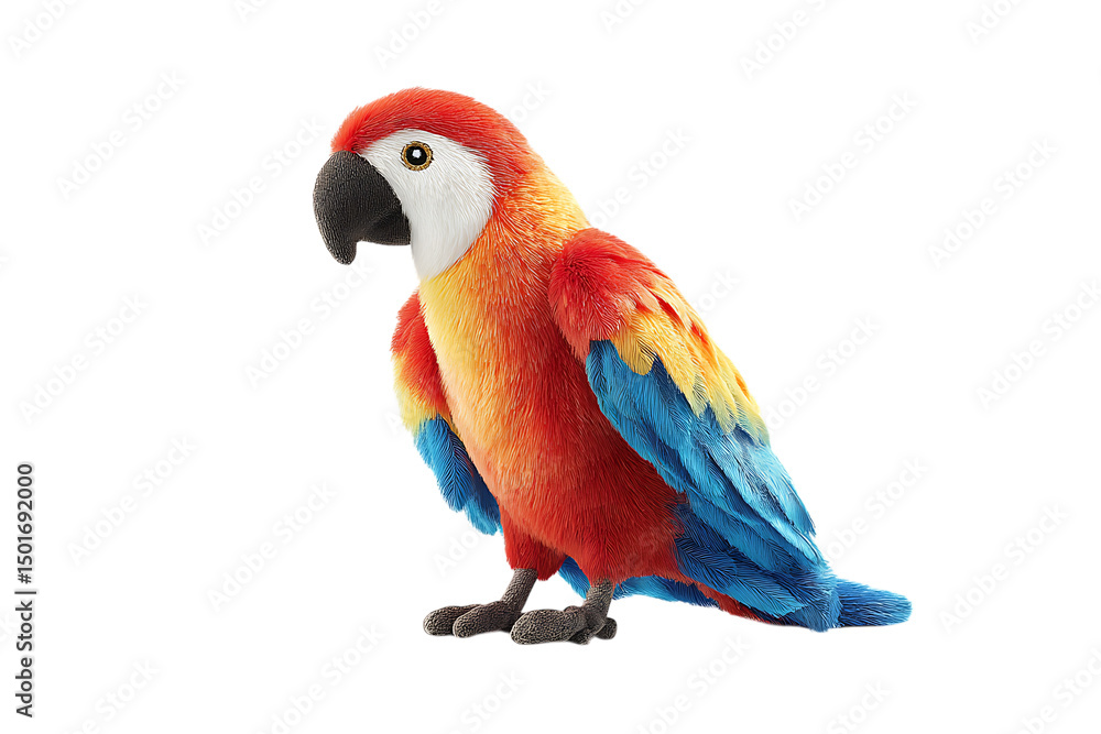Obraz premium Vibrant red and blue macaw parrot plush toy