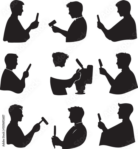 Silhouette Vector Art: Stone Carver Sculpting with Hammer and Chisel, Crafting and Shaping Stone, Artistic Craftsmanship Illustration