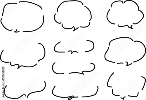 Minimalist Handwritten Comic Speech Bubbles and Symbol Icons – Simple Line Vector Set for Illustrators, Designers, and Cartoon Projects
