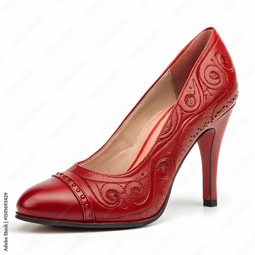 Obraz premium red elegant classic stiletto heels on a white back
