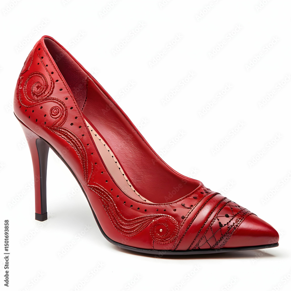 Obraz premium red elegant classic stiletto heels on a white back