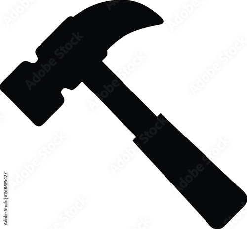 hammer, black and white, silhouette, simple, minimalist, icon, illustration
