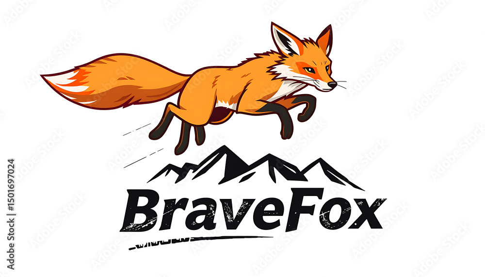 Naklejka premium Cute orange fox illustration holding a sign