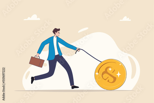 Dogecoin cryptocurrency price rising up with high profit, businessman investor walk the Shiba Inu token virtual cryptocurrency dogecoin.