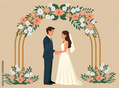 a couple get married illustration