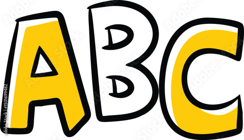 Learning Alphabet Letters with Bold Yellow and White Typography