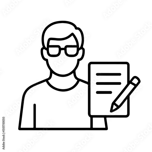 Icon man with notepad copywriter on white background vector
Vector line icon profession