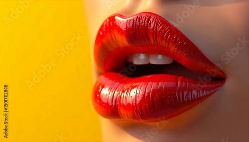 close up of female lips with lipstick