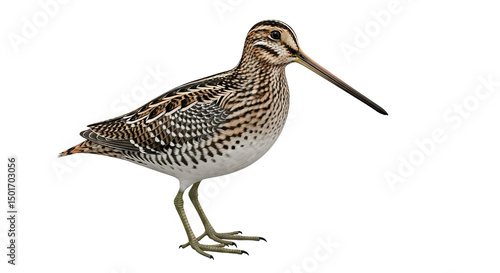 Artistic illustration of a snipe bird, likely a wild marsh species, on a transparent PNG background. Great for creative wildlife or nature designs. Art scale.
