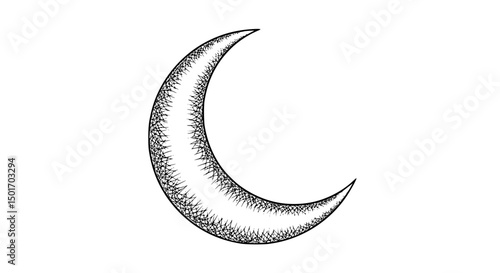 Intricate Line Art Crescent Moon Illustration