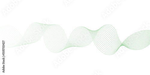 Dynamic sound wave isolated on white background. An abstract blue wave flows smoothly across a white background, 