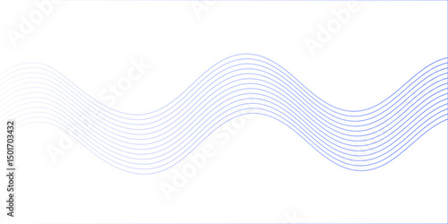 Dynamic sound wave isolated on white background. An abstract blue wave flows smoothly across a white background, 