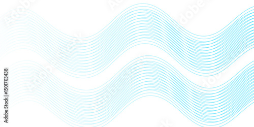 Dynamic sound wave isolated on white background. An abstract blue wave flows smoothly across a white background, 