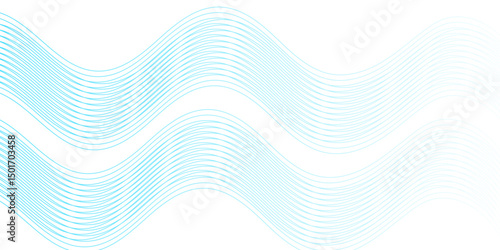 Dynamic sound wave isolated on white background. An abstract blue wave flows smoothly across a white background, 
