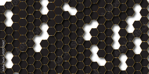 Gold Hexagon Grid Pattern, Seamless White Background, Abstract Geometric Design, High-Resolution Image, honeycomb cells of cardboard stiffening rib background Abstract background of colorful  lag
