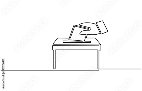 One Continuous Line Drawing of Voting Icon. Single Line Vector Illustration