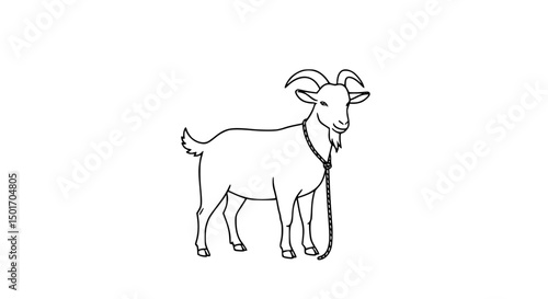 Tethered Goat Line Drawing Simple Elegant Profile