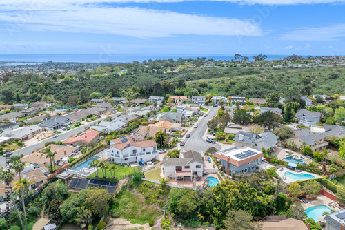 Fotografie Aerial view of residential urban sprawl in San Diego, South California, USA