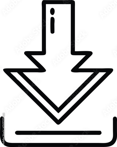 Line art concept icon of a download arrow pointing into a container, perfect for web and application interfaces