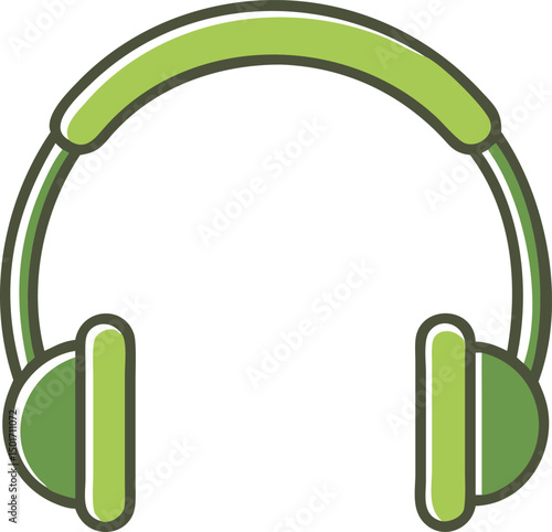 Vibrant green headphones icon, a minimalist illustration for audio, music, and sound concepts