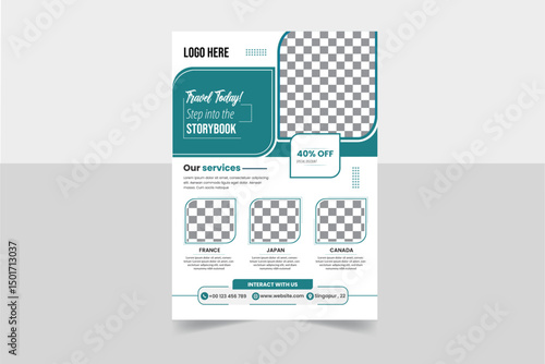 Modern travel flyer preset template. Travel Flyer Template, Abstract traveling poster with Vector, Creative Travel Agency Flyer poster, flyer, banner, magazine cover or template design	