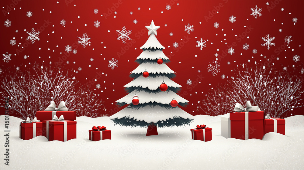 red christmas background with christmas tree red christmas background with christmas tree