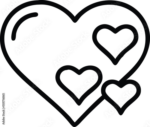 Simple Heart Illustration with Three Hearts Symbolizing Love and Affection