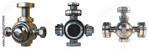 Three different types of valves are shown