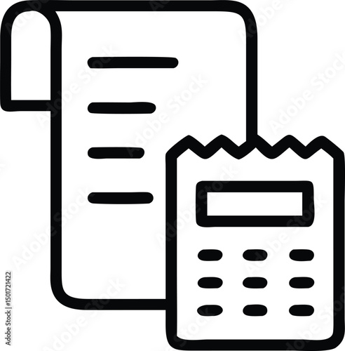 Financial Record Keeping and Calculation Icon with Receipt and Calculator
