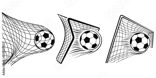 Football soccer goal silhouette black and white sport activity design elements
