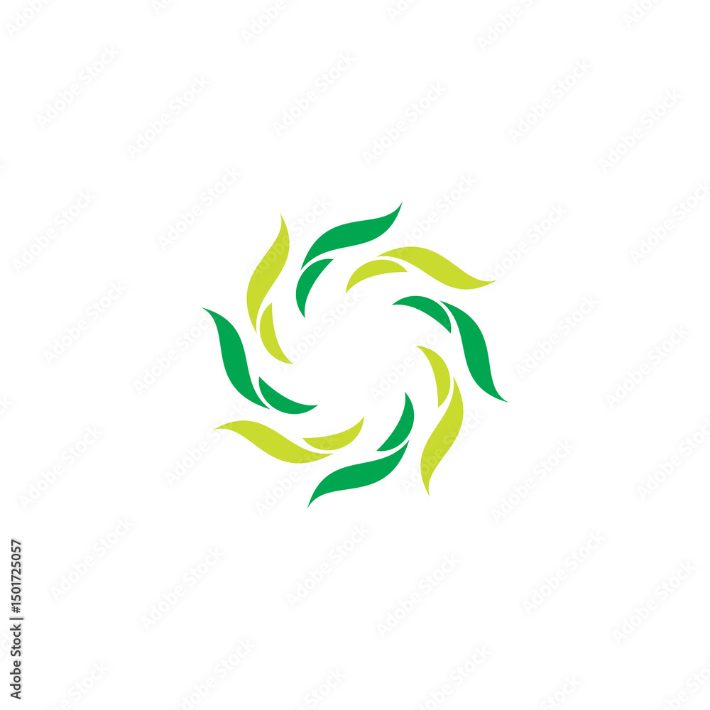 Fototapeta premium Leaf Round Logo Vector. Organic Leaf Icon Design